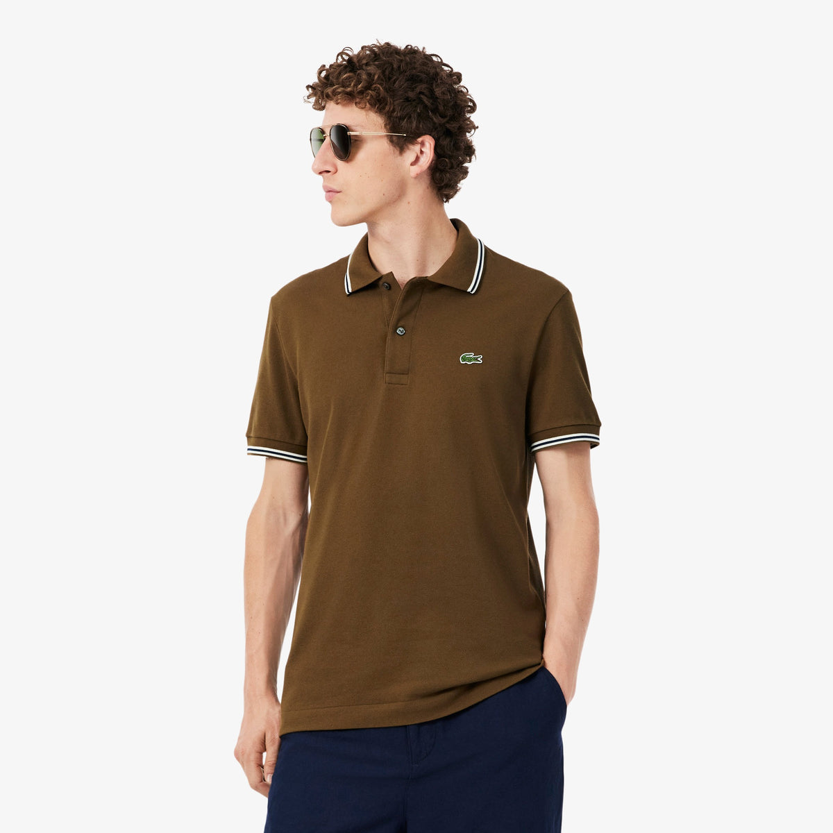 Lacoste Trim Accent L12.12 Polo Shirt // DPD BROWN