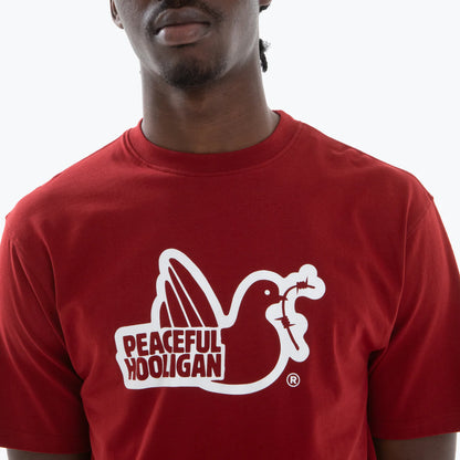 Peaceful Hooligan Outline T-Shirt // DARK RED