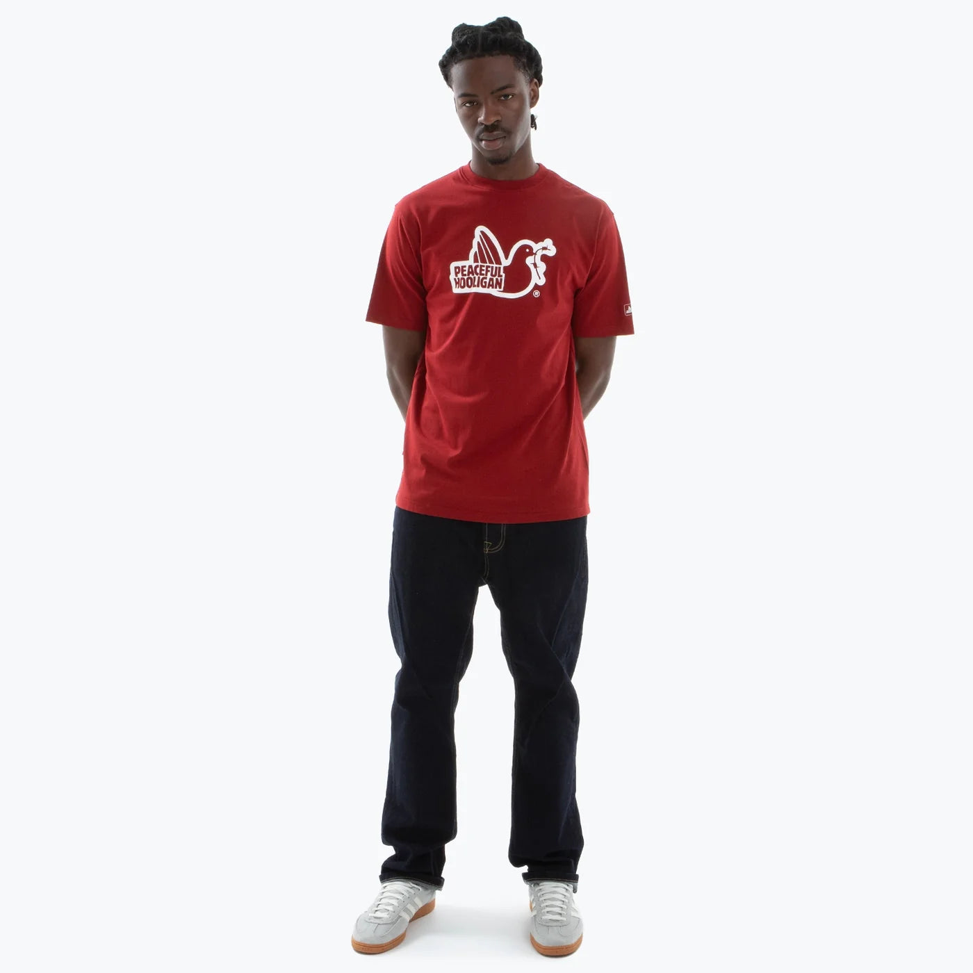 Peaceful Hooligan Outline T-Shirt // DARK RED