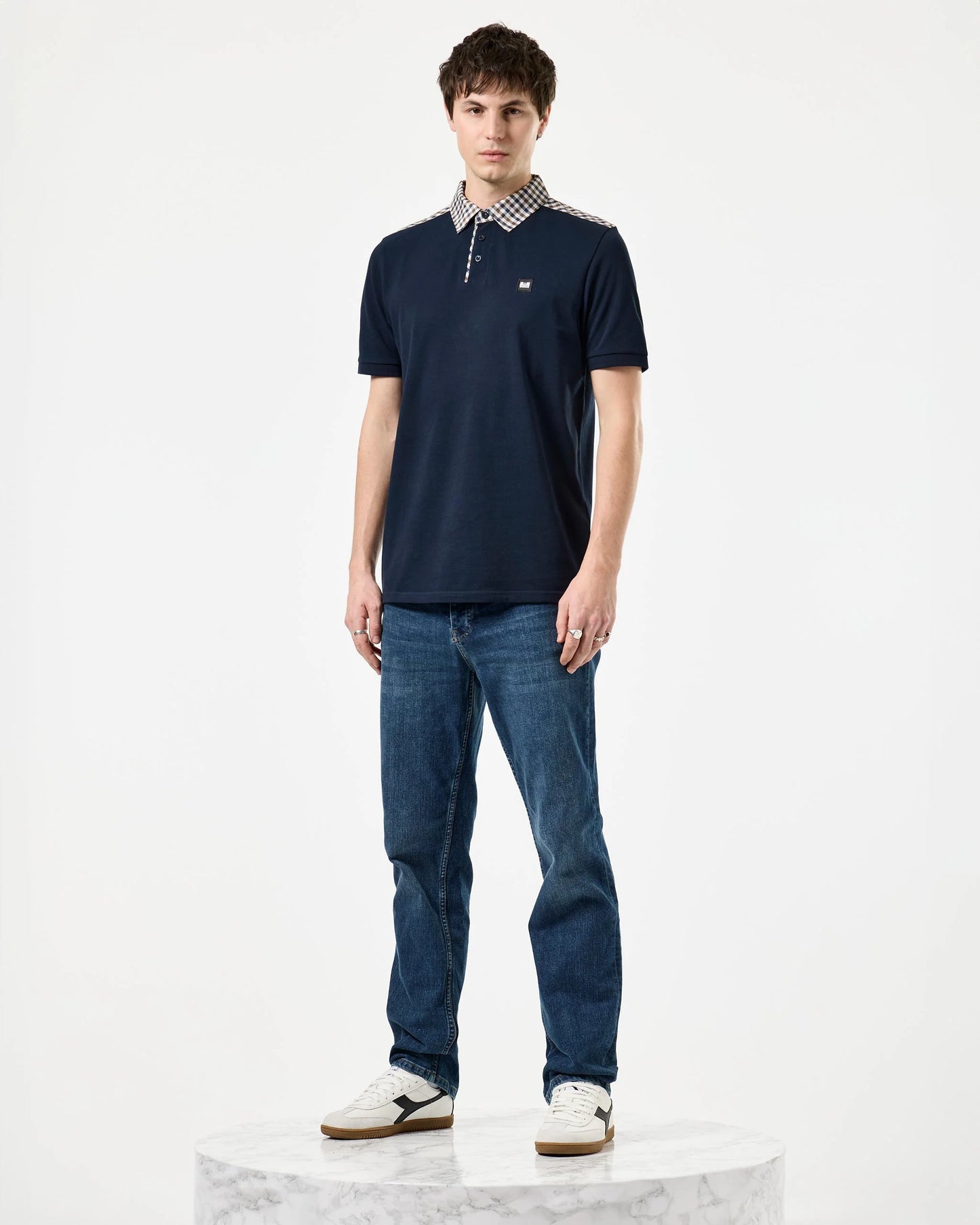 Weekend Offender Costa Polo Shirt // NAVY/HOUSE CHECK