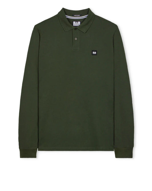 Weekend Offender Dice Long Sleeve Polo Shirt // FOREST GREEN