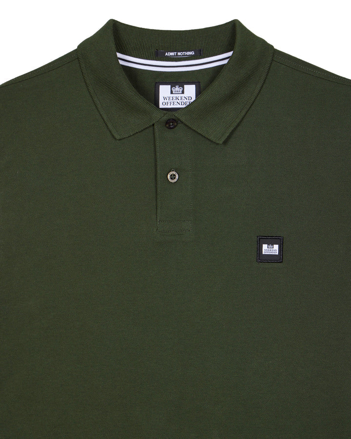 Weekend Offender Dice Long Sleeve Polo Shirt // FOREST GREEN