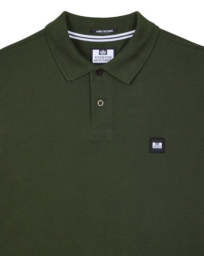 Weekend Offender Dice Long Sleeve Polo Shirt // FOREST GREEN
