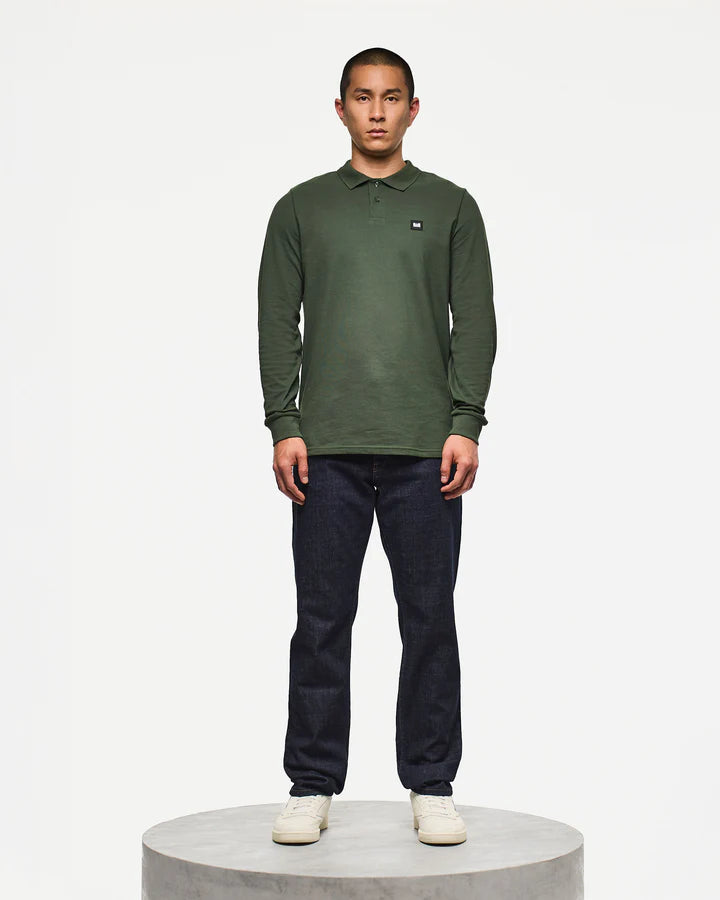 Weekend Offender Dice Long Sleeve Polo Shirt // FOREST GREEN