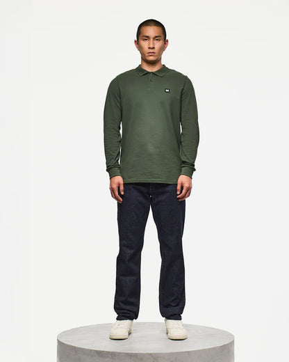Weekend Offender Dice Long Sleeve Polo Shirt // FOREST GREEN
