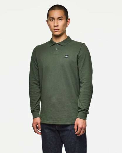 Weekend Offender Dice Long Sleeve Polo Shirt // FOREST GREEN