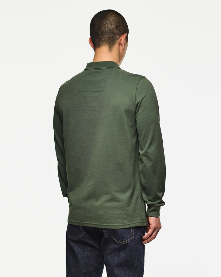Weekend Offender Dice Long Sleeve Polo Shirt // FOREST GREEN