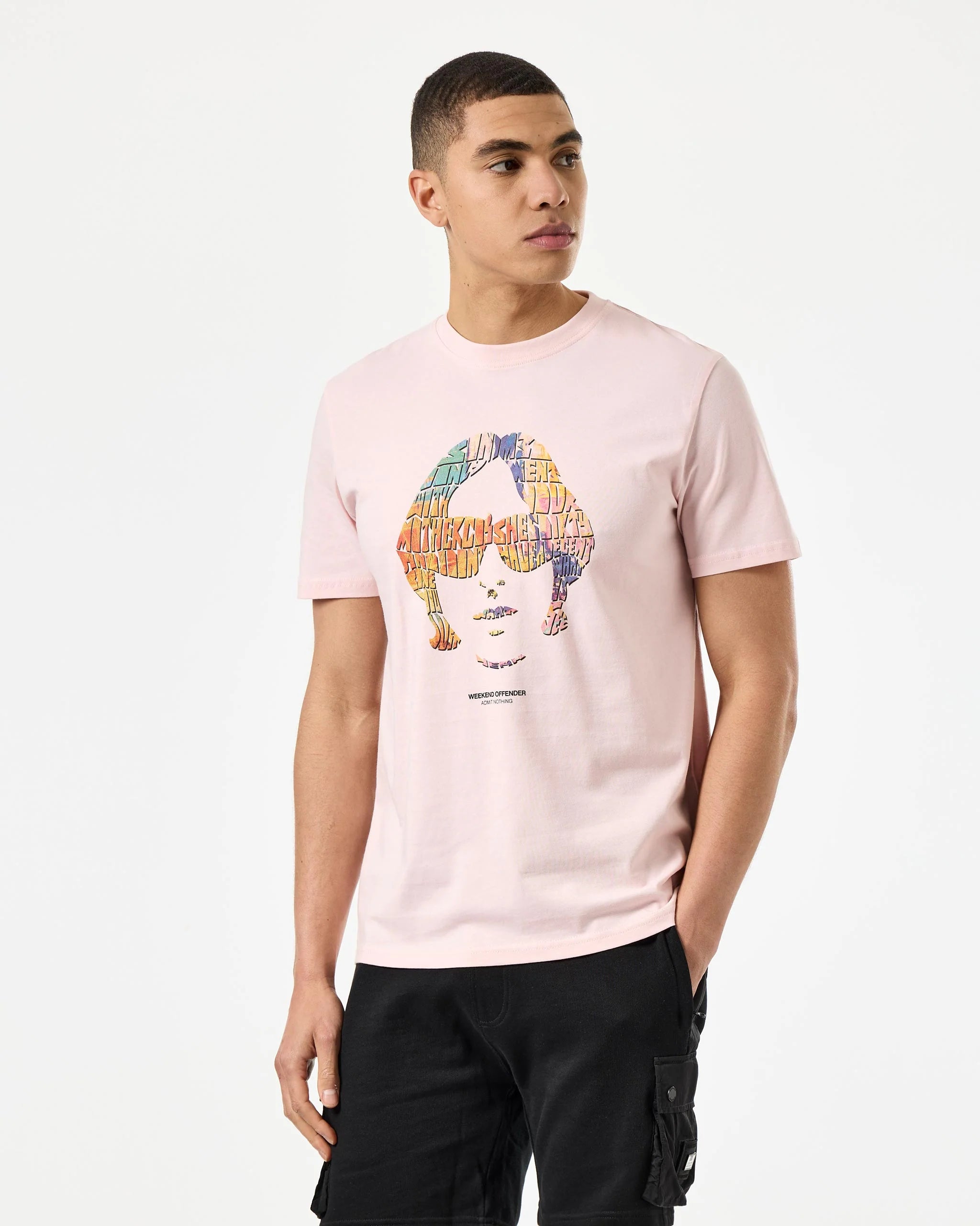 Weekend Offender Kinky Afro Graphic T-Shirt // PALE BLUSH