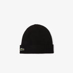 Lacoste Rib Knit Brushed Wool Beanie RB0001 // BLACK 031