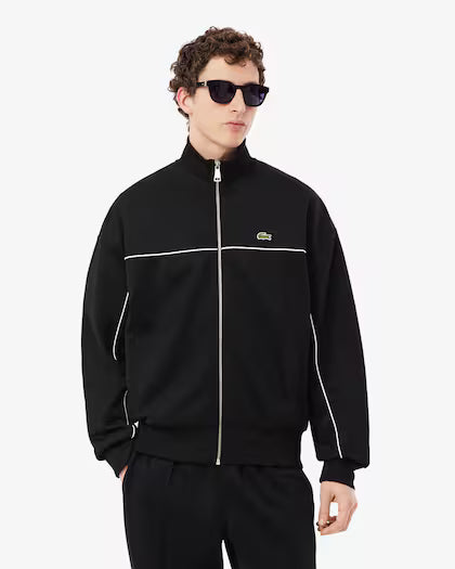 Lacoste Trim Accent Zipped Swetshirt // BLACK