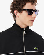 Lacoste Trim Accent Zipped Swetshirt // BLACK