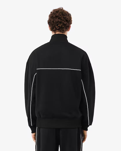 Lacoste Trim Accent Zipped Swetshirt // BLACK