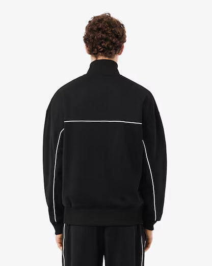 Lacoste Trim Accent Zipped Swetshirt // BLACK
