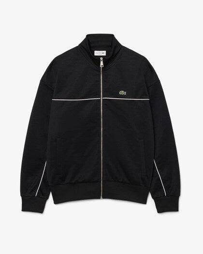 Lacoste Trim Accent Zipped Swetshirt // BLACK