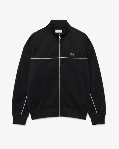 Lacoste Trim Accent Zipped Swetshirt // BLACK