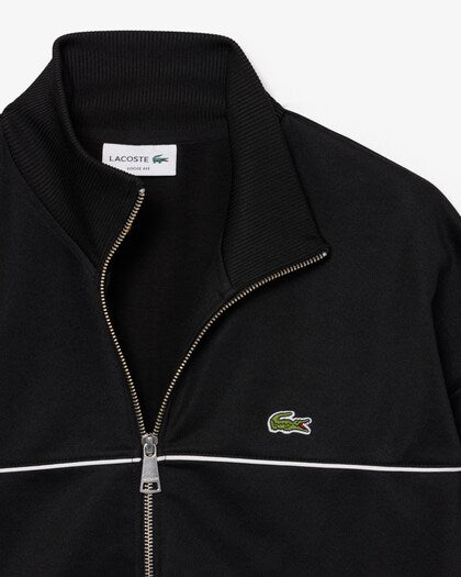 Lacoste Trim Accent Zipped Swetshirt // BLACK