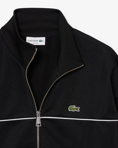 Lacoste Trim Accent Zipped Swetshirt // BLACK
