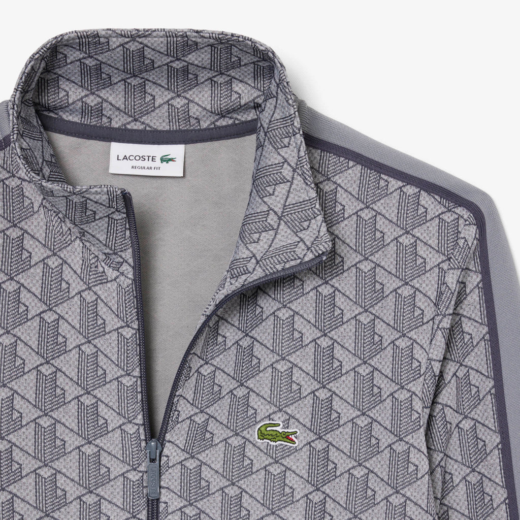 Lacoste Paris Zip-Up Jacquard Track Jacket // GREY