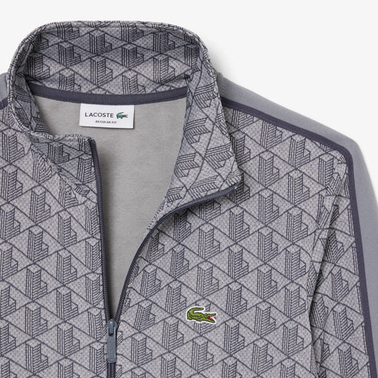 Lacoste Paris Zip-Up Jacquard Track Jacket // GREY