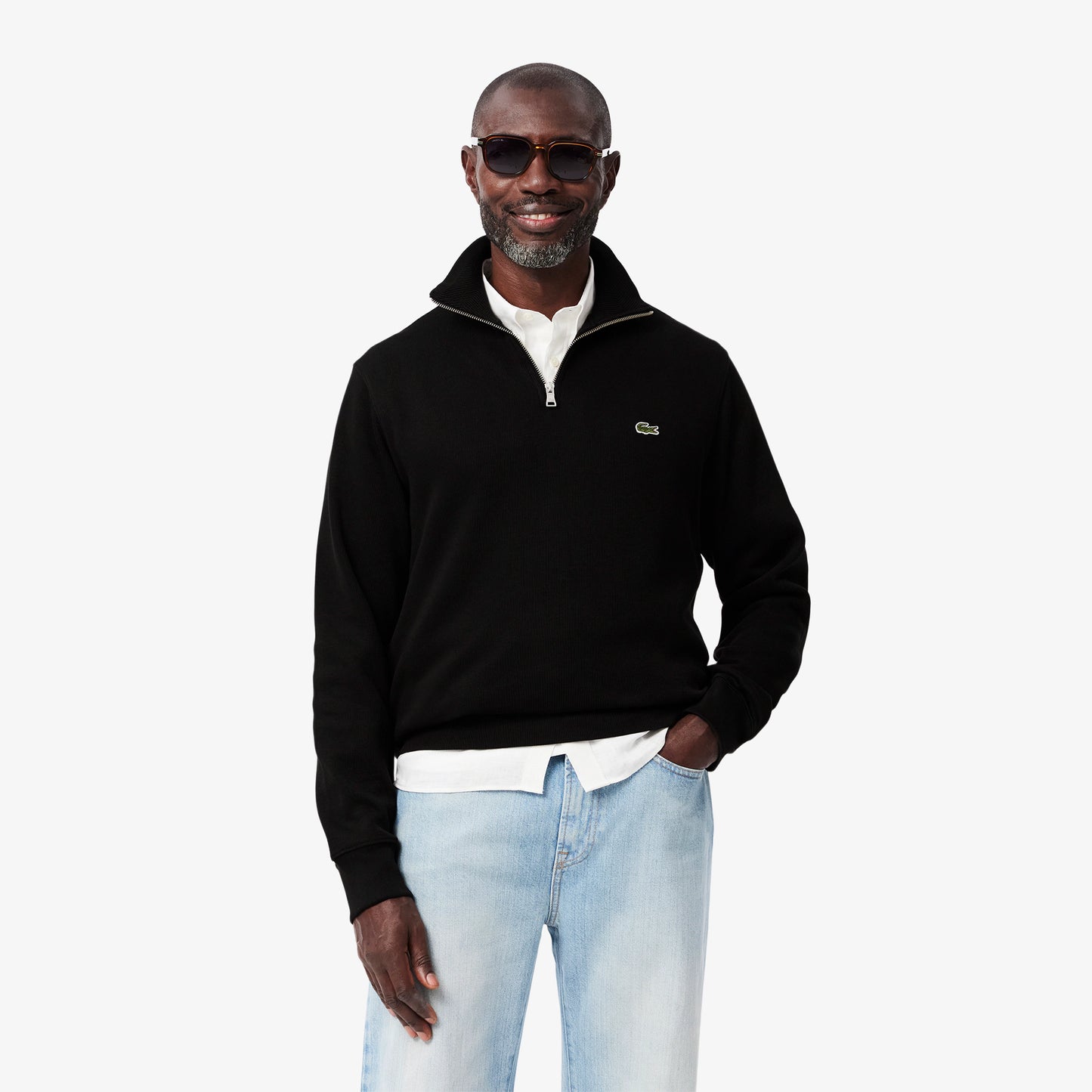 Lacoste Zip-Up High Neck Interlock Sweatshirt SH1927 // BLACK 031