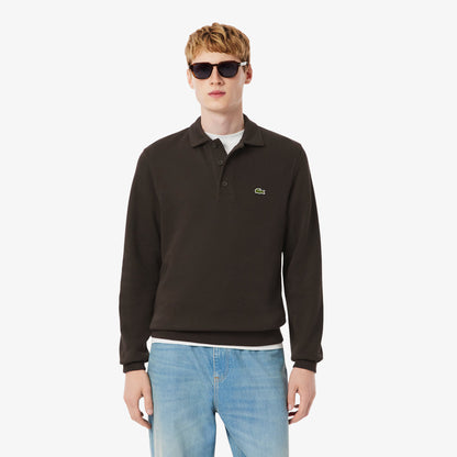Lacoste Ribbed Cotton Polo Collar Sweatshirt SH5781 // BROWN SKB