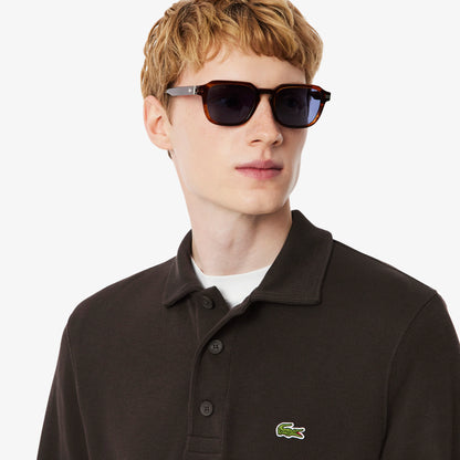 Lacoste Ribbed Cotton Polo Collar Sweatshirt SH5781 // BROWN SKB