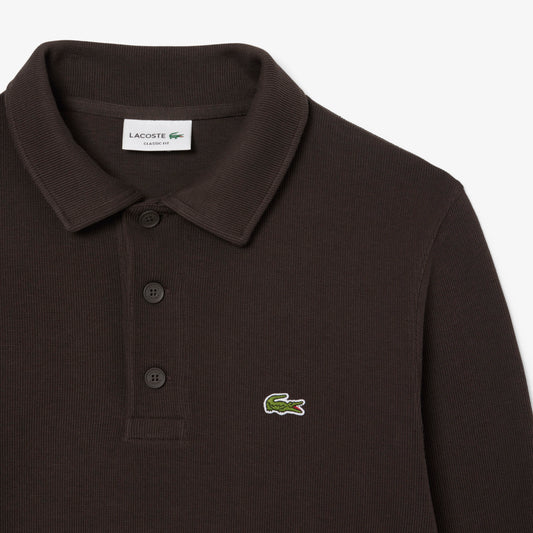Lacoste Ribbed Cotton Polo Collar Sweatshirt SH5781 // BROWN SKB