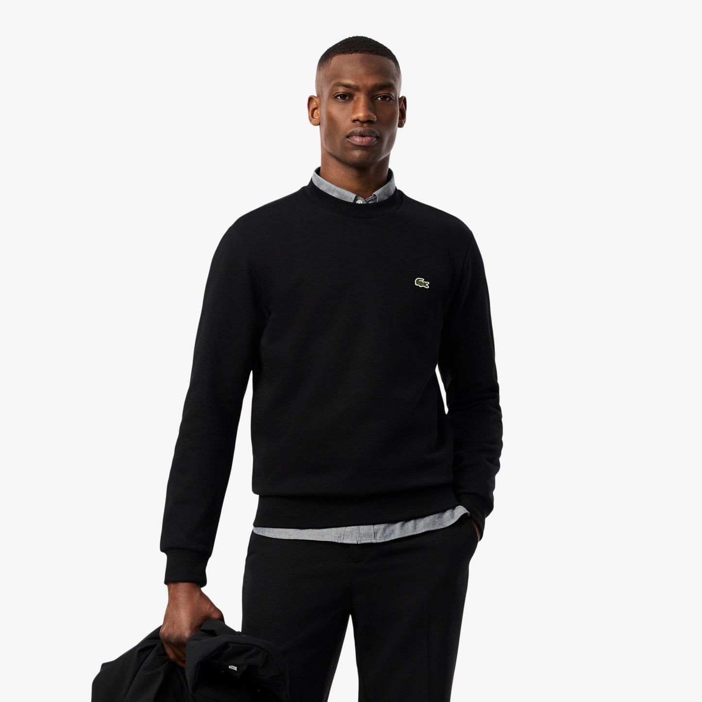 Lacoste Fleece Crew Neck Sweatshirt // BLACK
