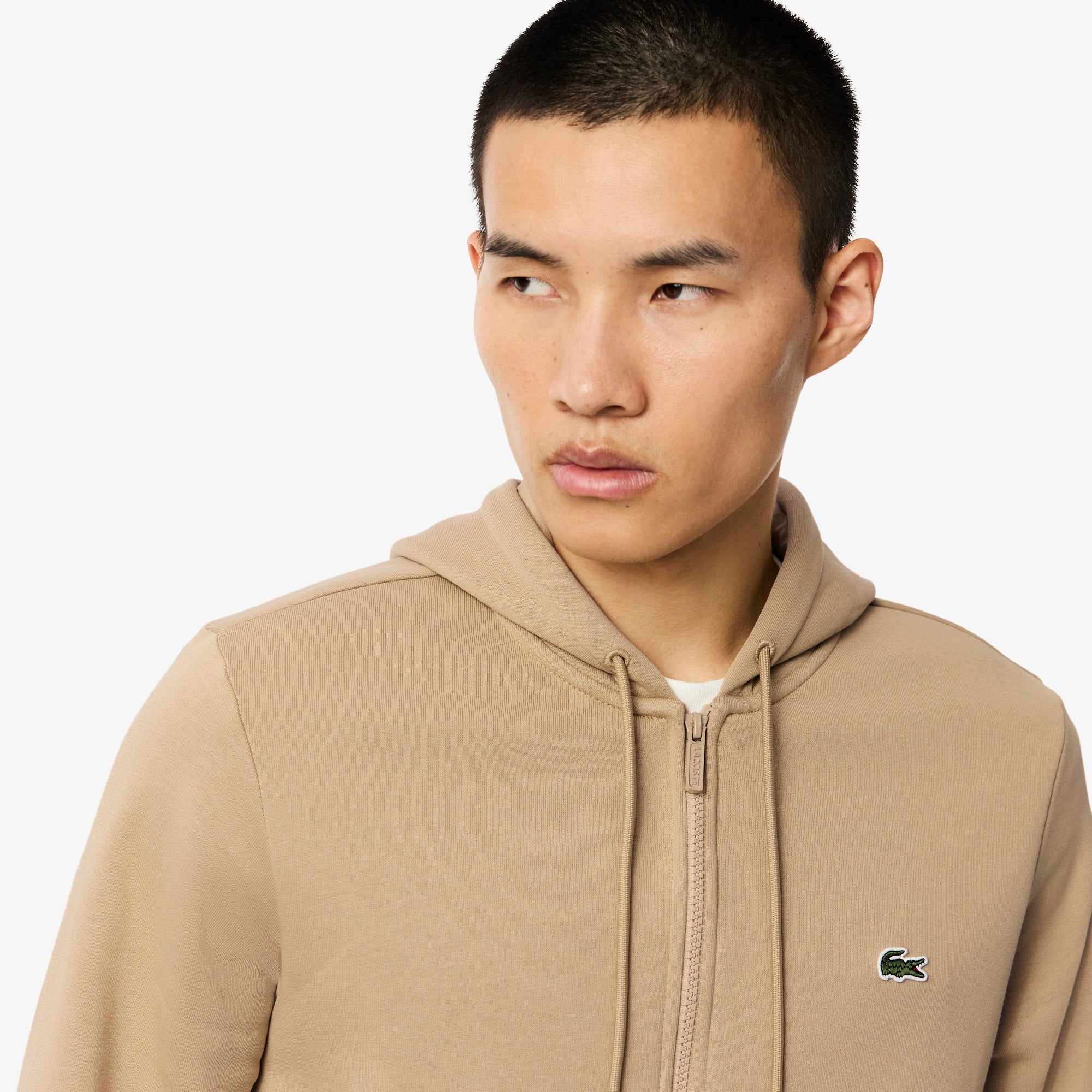Lacoste Zip-Up Fleece Hoodie Sh9626 // BEIGE