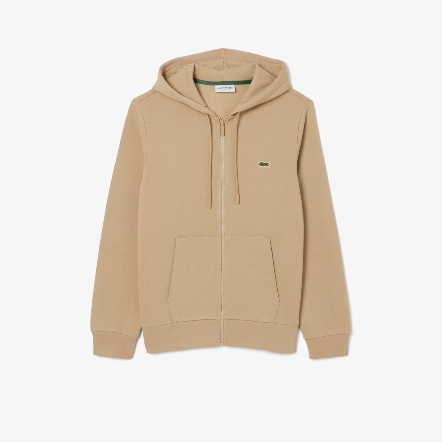 Lacoste Zip-Up Fleece Hoodie // BEIGE