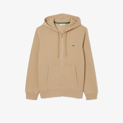 Lacoste Zip-Up Fleece Hoodie // BEIGE