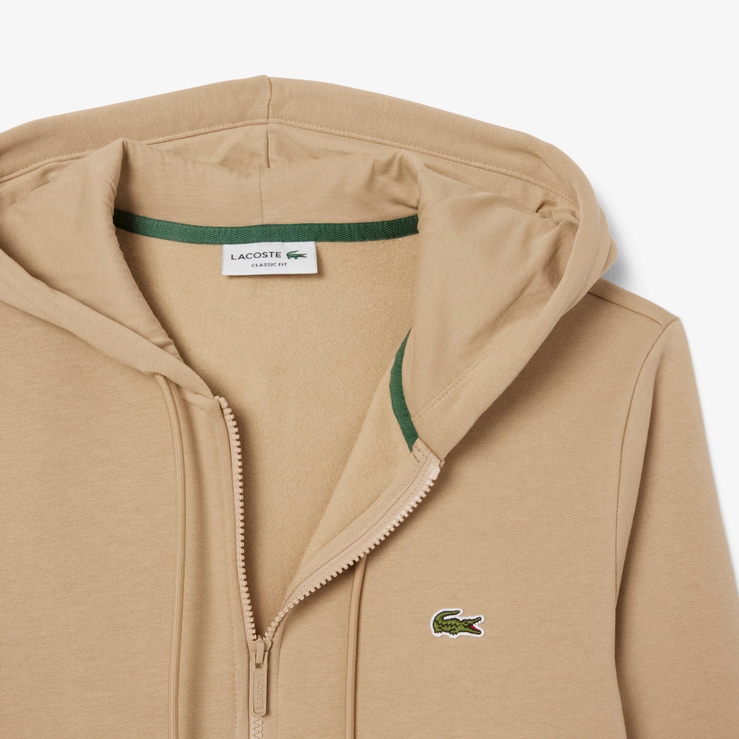 Lacoste Zip-Up Fleece Hoodie // BEIGE