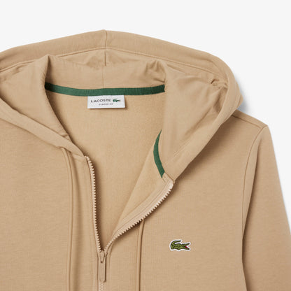 Lacoste Zip-Up Fleece Hoodie // BEIGE