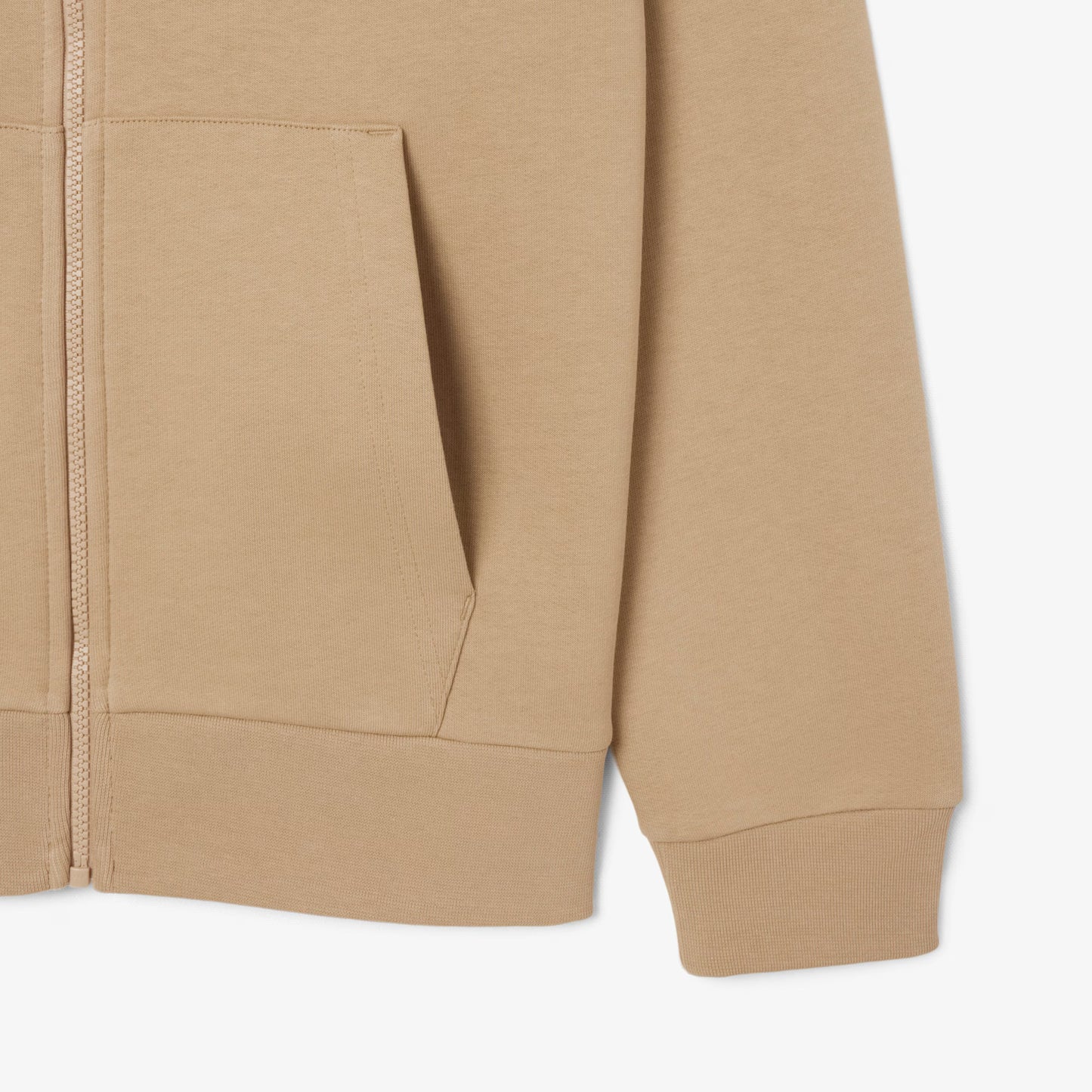 Lacoste Zip-Up Fleece Hoodie // BEIGE