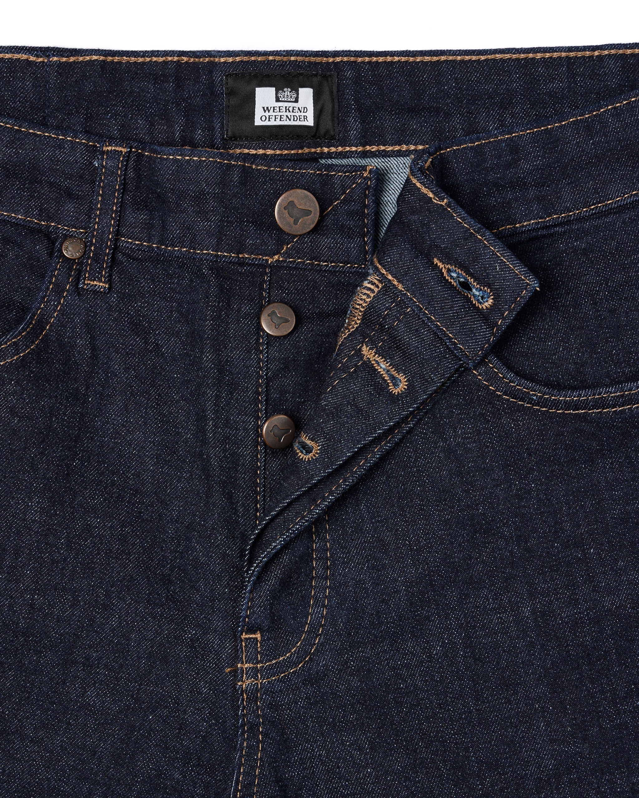 Weekend Offender Tapered Fit Denim Jeans // DARK RINSE