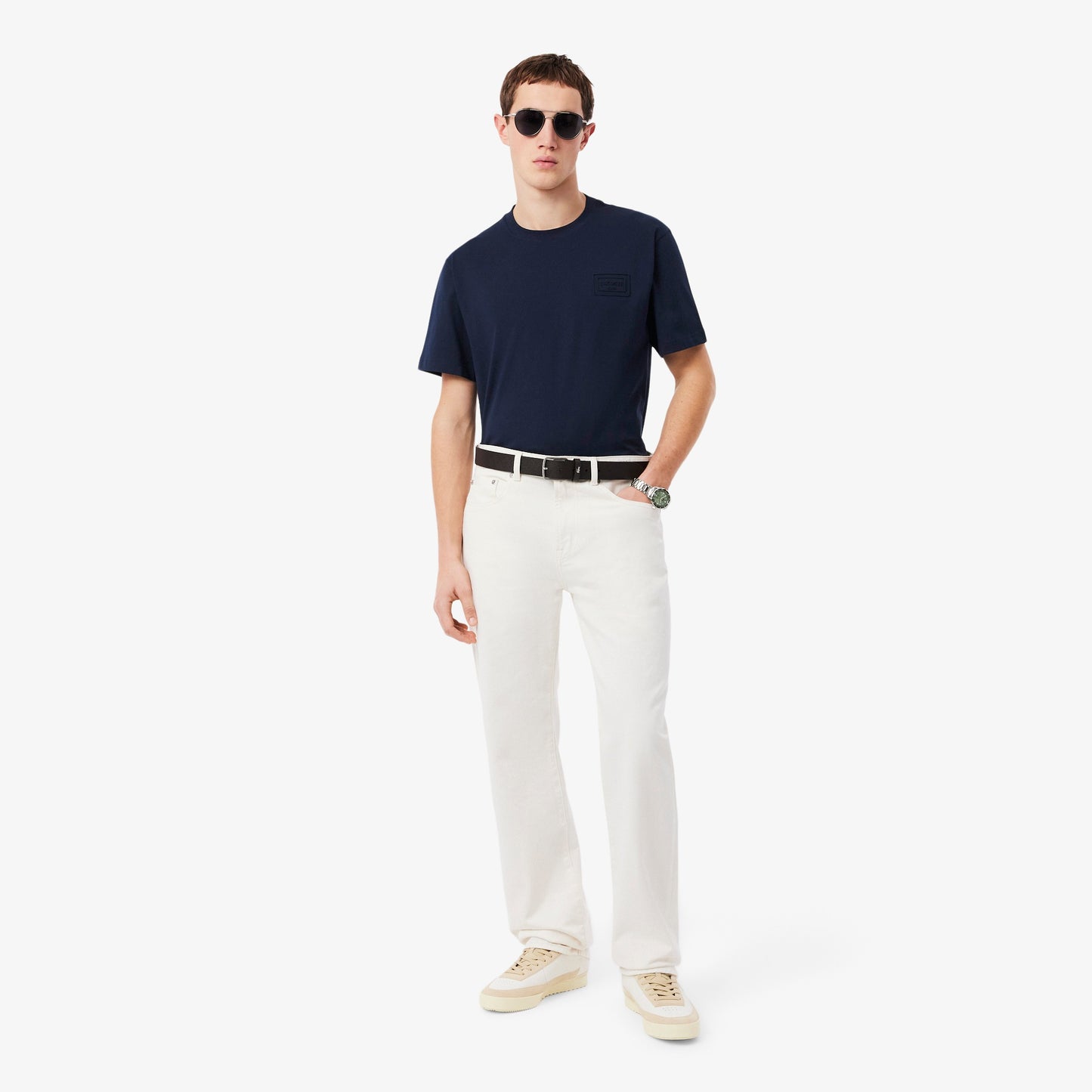 Lacoste Embossed Branding Cotton T-shirt // MIDNIGHT BLUE