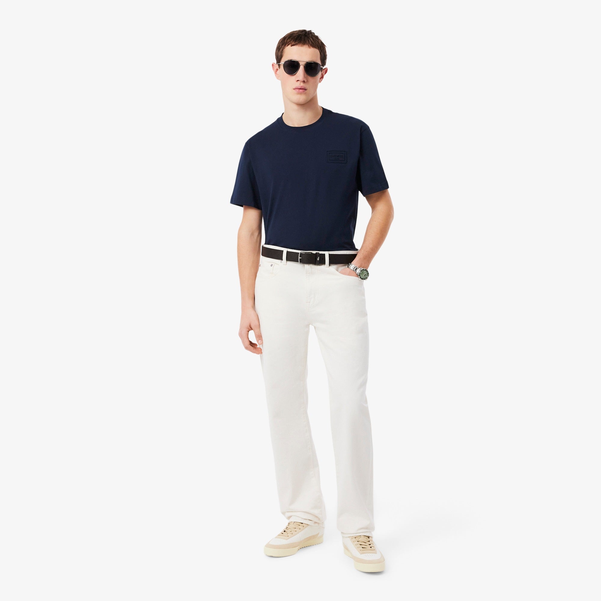 Lacoste Embossed Branding Cotton T-shirt // MIDNIGHT BLUE