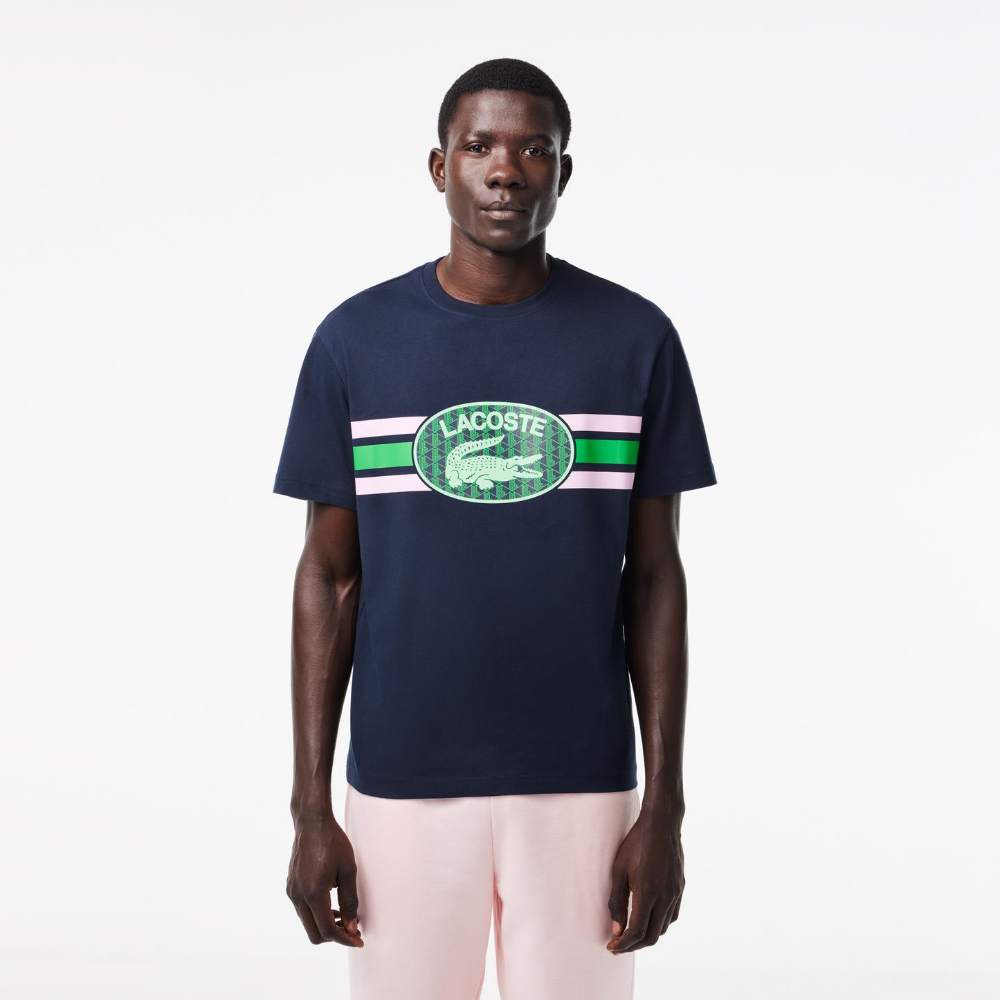 Lacoste Monogram Print Tee TH141500IJZ // NAVY