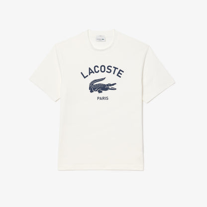 Lacoste Signature Print Cotton T-shirt // WHITE