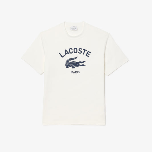 Lacoste Signature Print Cotton T-shirt // WHITE