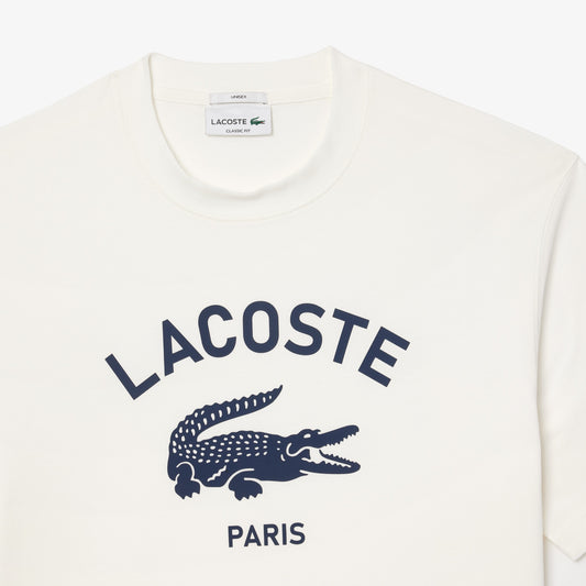 Lacoste Signature Print Cotton T-shirt // WHITE