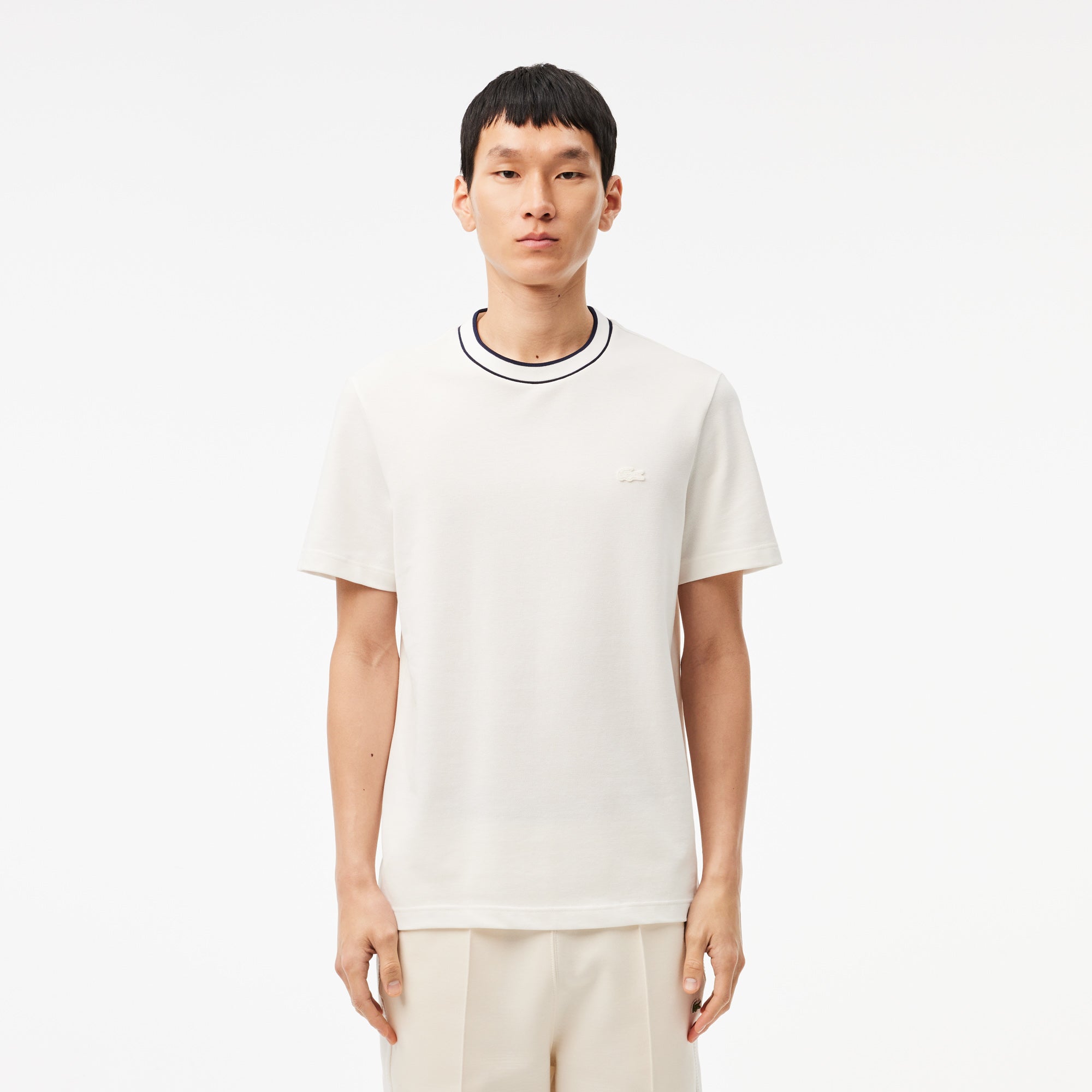 Lacoste Stretch Piqué Stripe T-shirt TH8174 // WHITE 70V