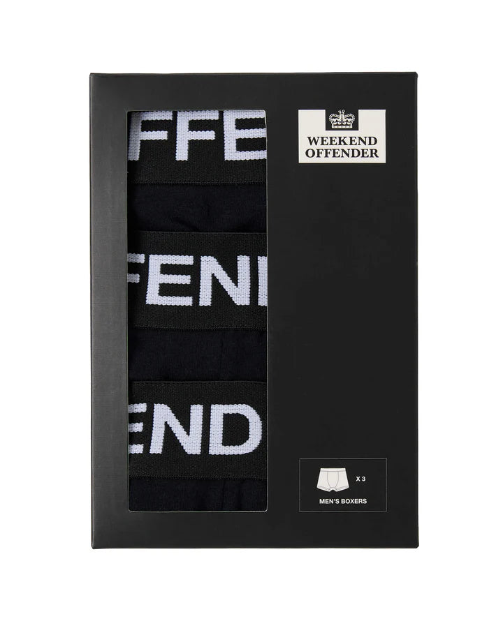 Weekend Offender Boxer Shorts Pack Of 3 // BLACK