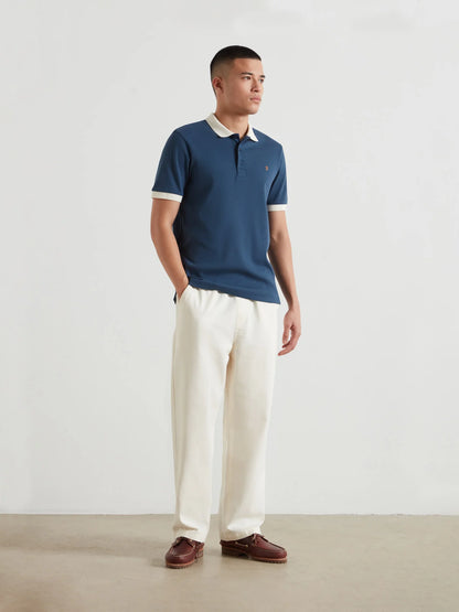 Farah Clement Textured Polo Shirt // AEGEAN BLUE