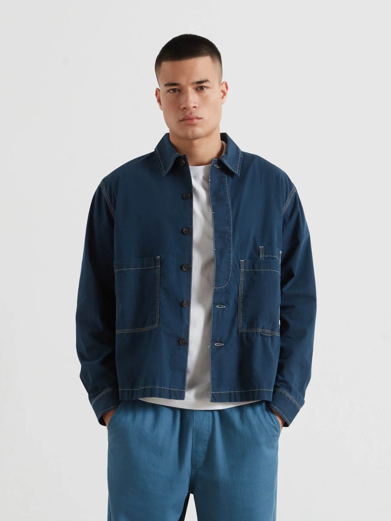 Farah Mattison Frost Finish Overshirt // AEGEAN BLUE