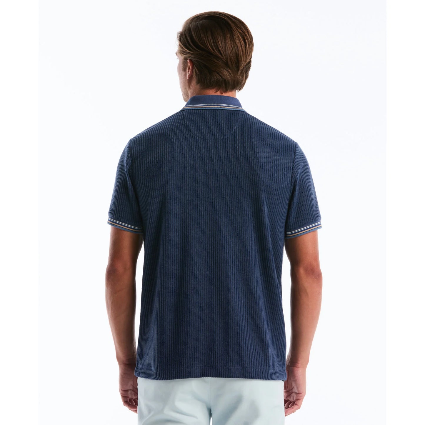 Penguin Vertical Jacquard Button Front Polo OPKS2604 // SARGASSO SEA