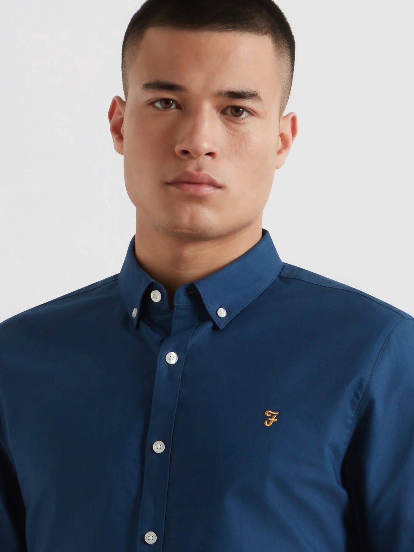 Farah Brewer Slim Fit LS Oxford Shirt // AEGEAN BLUE