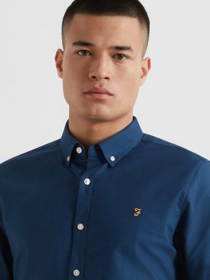 Farah Brewer Slim Fit LS Oxford Shirt // AEGEAN BLUE
