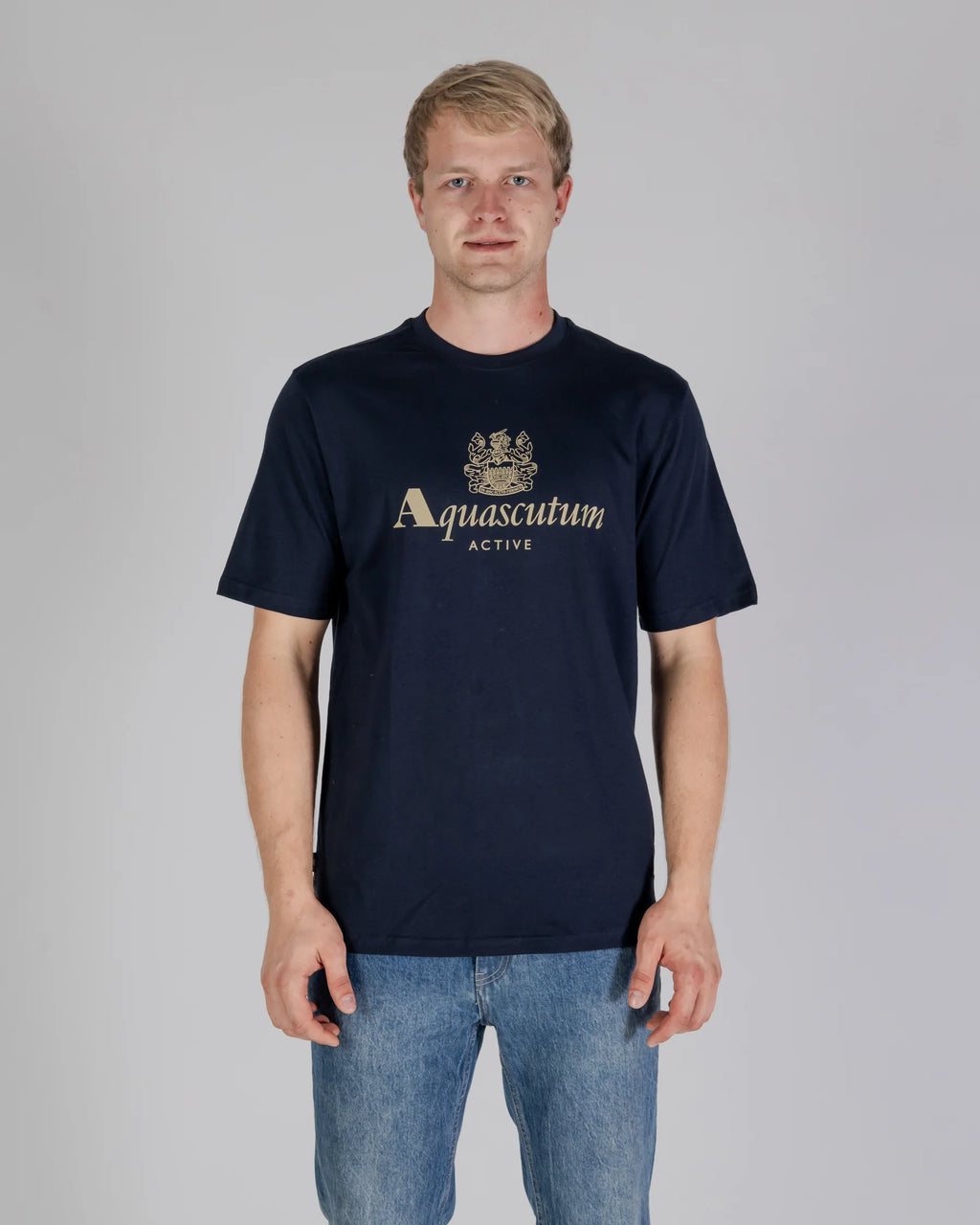 Aquascutum Active Big logo T-Shirt TS004 // NAVY