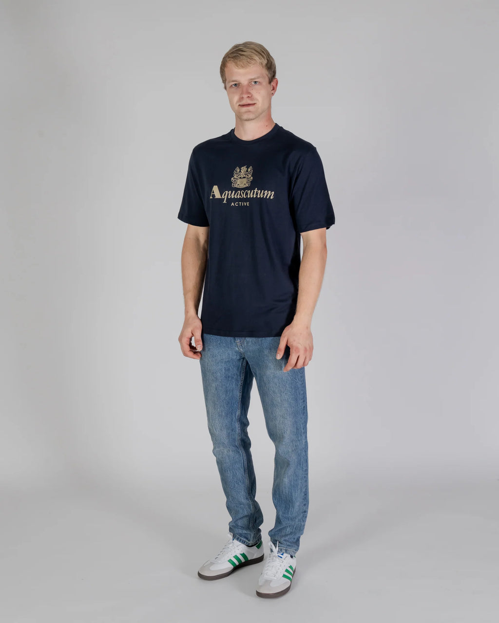 Aquascutum Active Big logo T-Shirt TS004 // NAVY